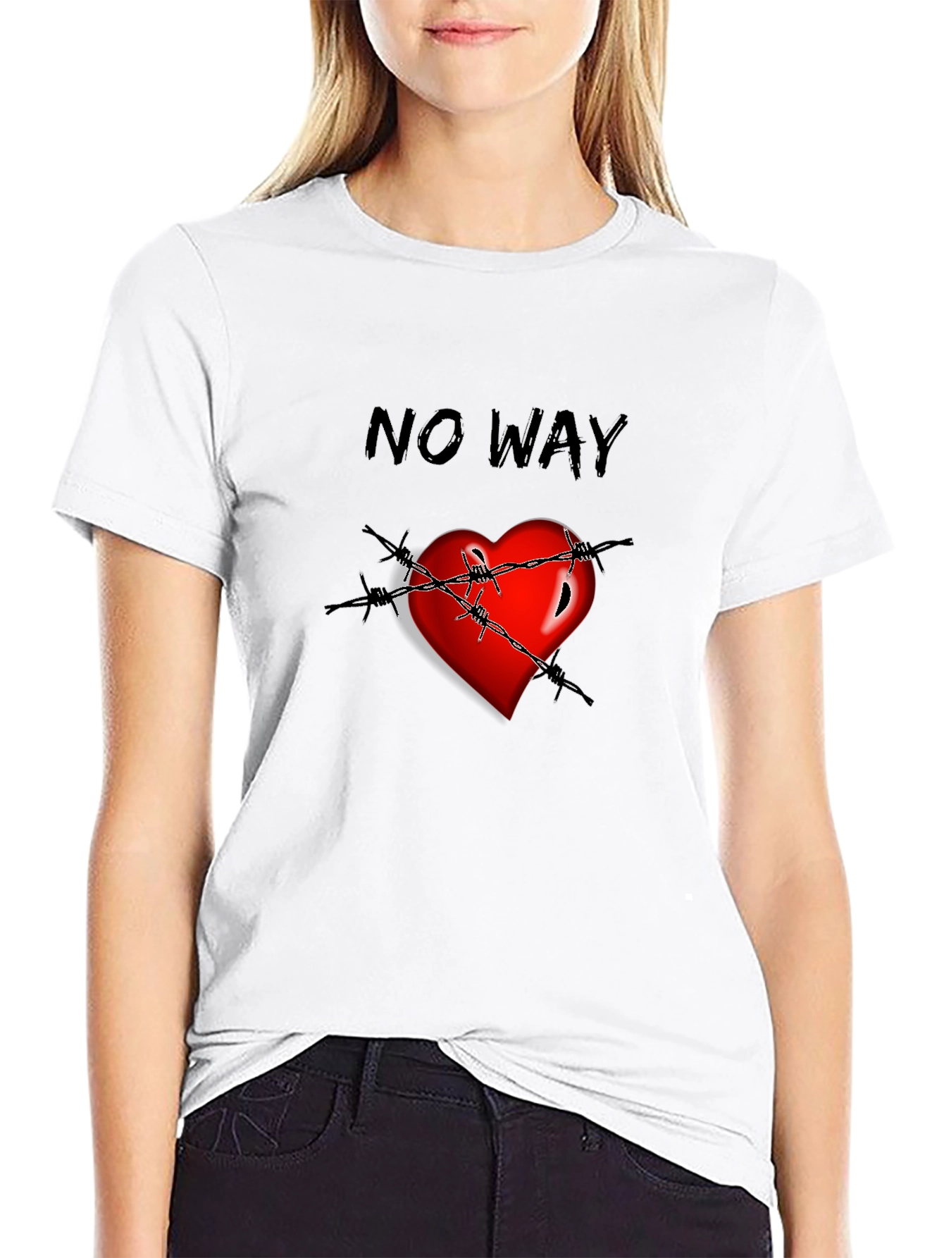 Edgy Heart Barbed Wire Graphic T-Shirt
