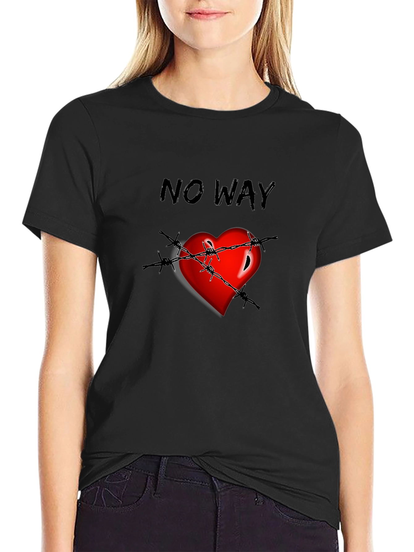Edgy Heart Barbed Wire Graphic T-Shirt