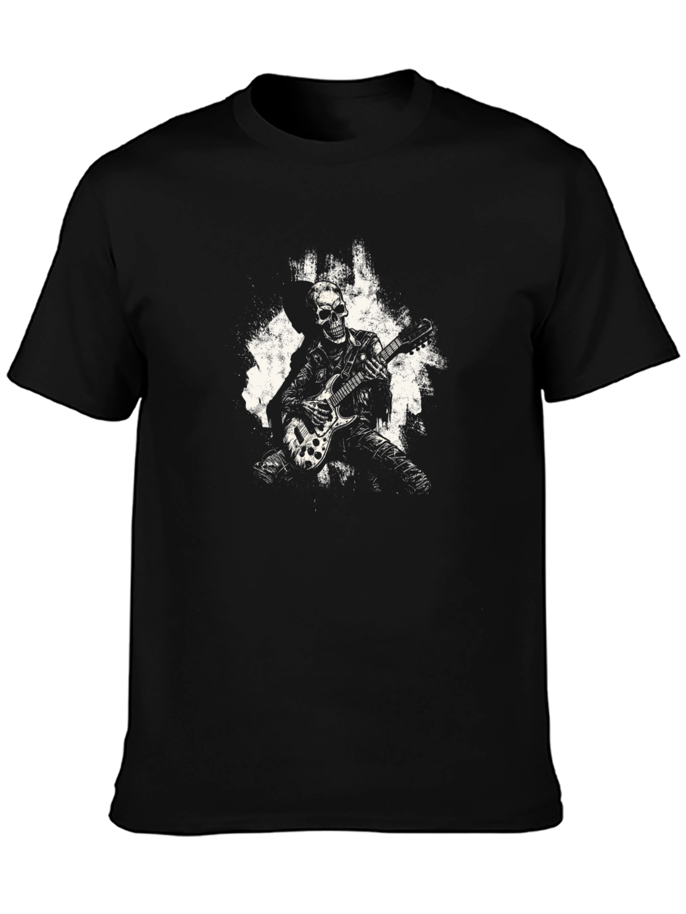 Skeleton Guitarist Graphic Tee - Rock Style