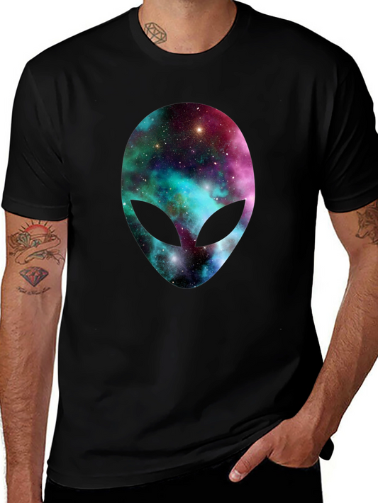 Galaxy Alien Head Graphic Tee - Black T-Shirt