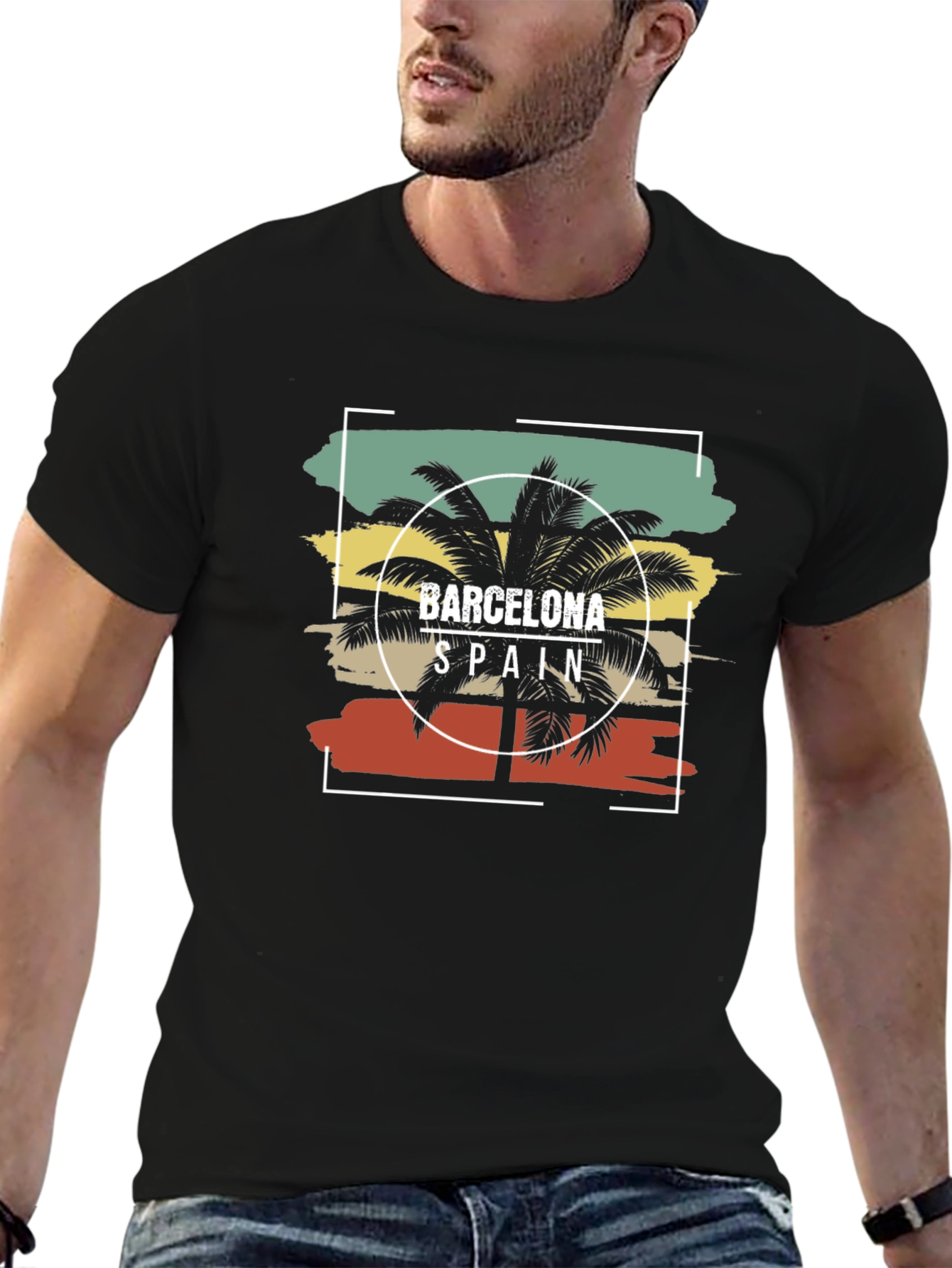 Barcelona Spain Palm Tree Graphic Tee