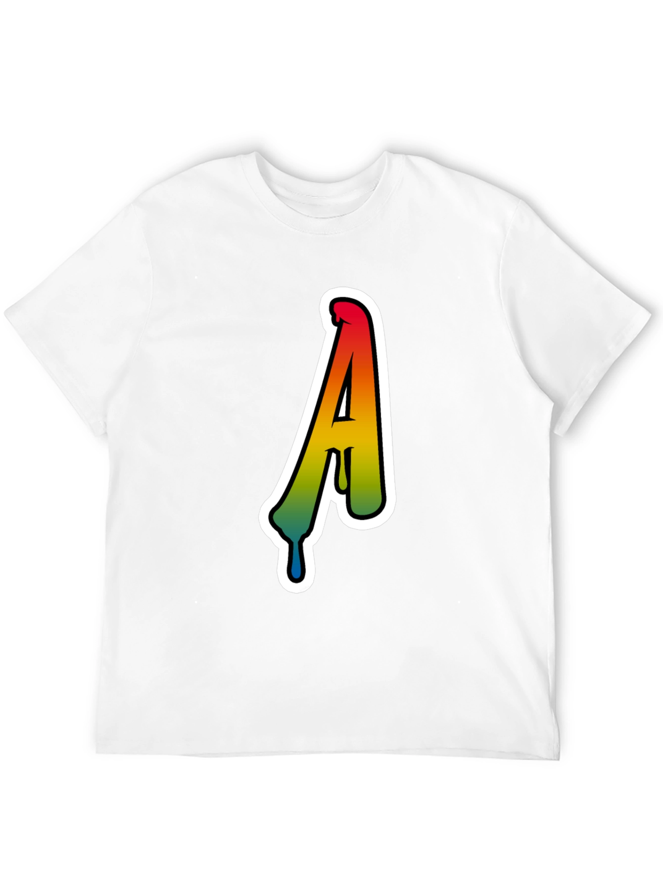 Rainbow Drip Letter A Black T-Shirt