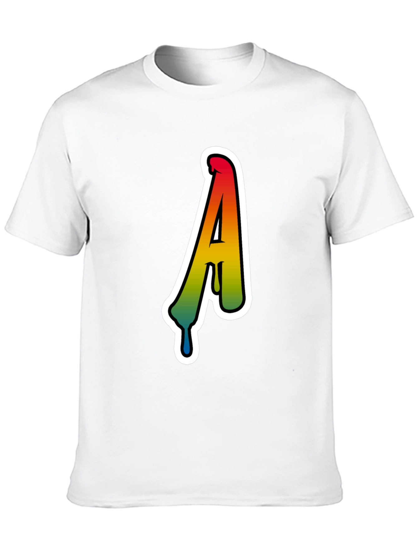 Rainbow Drip Letter A Black T-Shirt