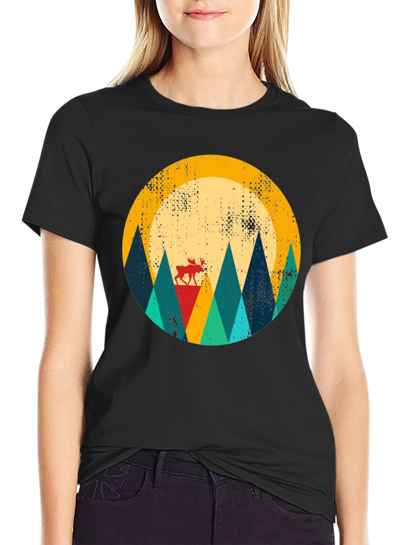 Retro Moose Mountain Graphic Tee - Unisex
