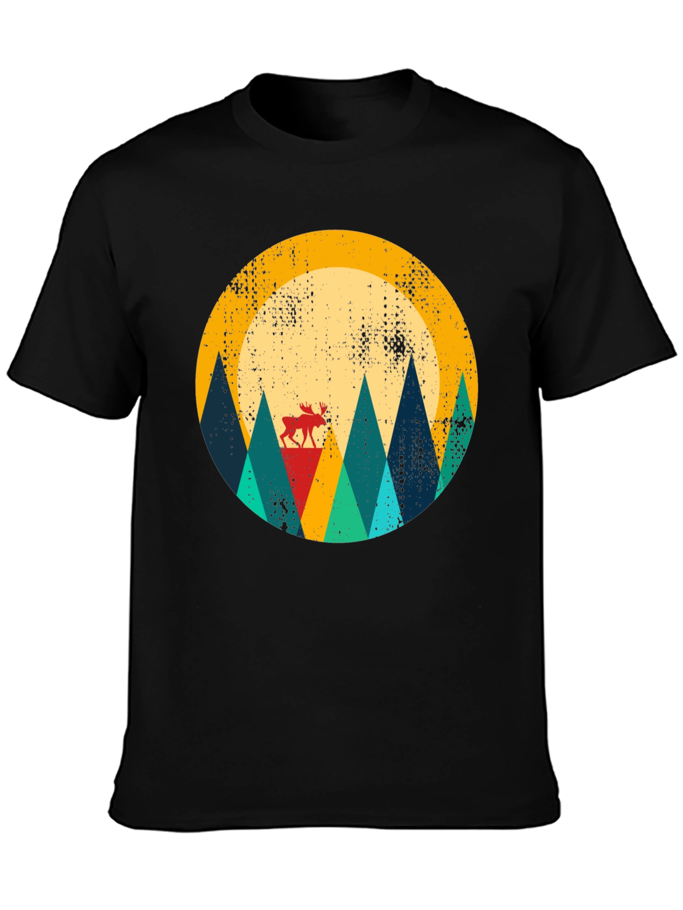 Retro Moose Mountain Graphic Tee - Unisex