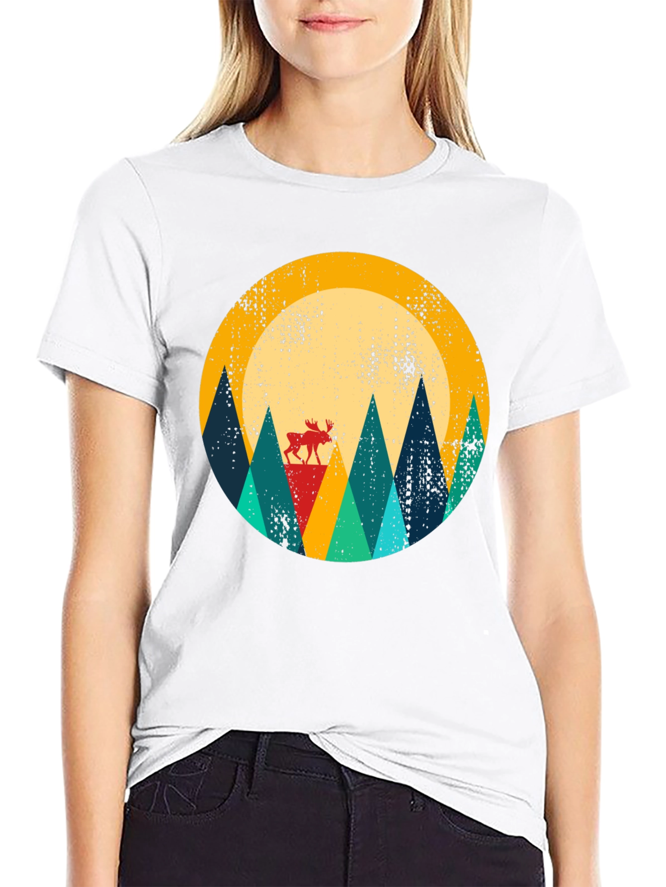 Retro Moose Mountain Graphic Tee - Unisex