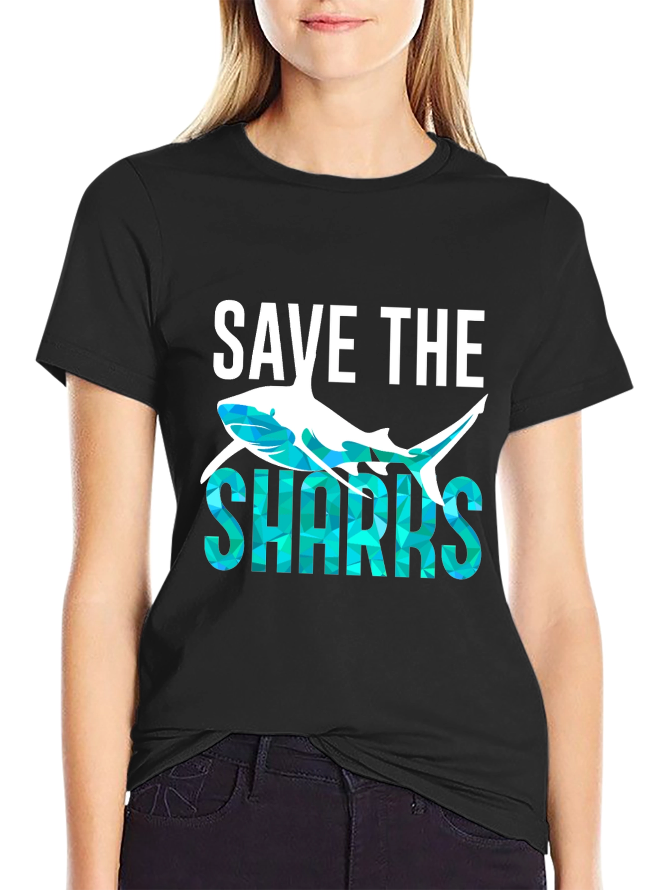 Save the Sharks Graphic T-Shirt - Black