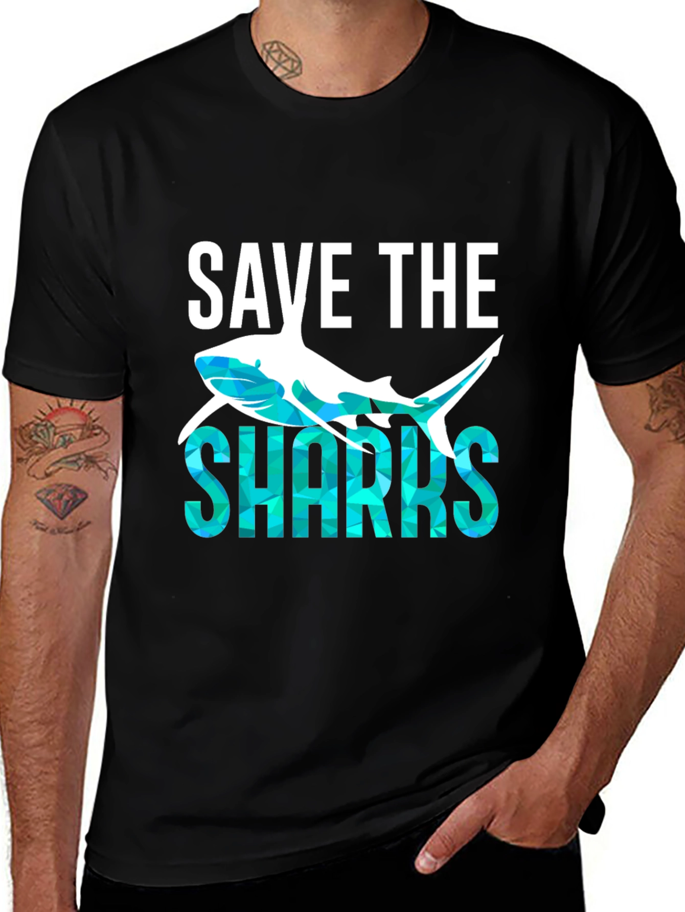 Save the Sharks Graphic T-Shirt - Black