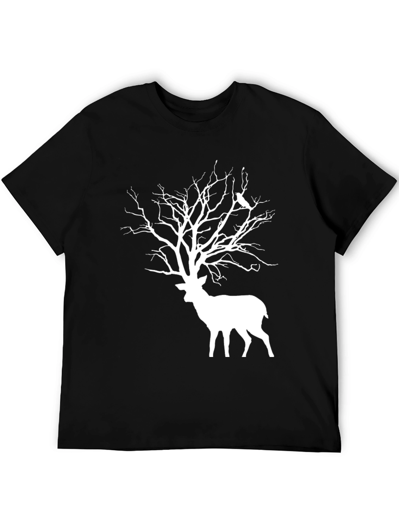 Deer Tree Graphic Tee - Black Cotton Blend