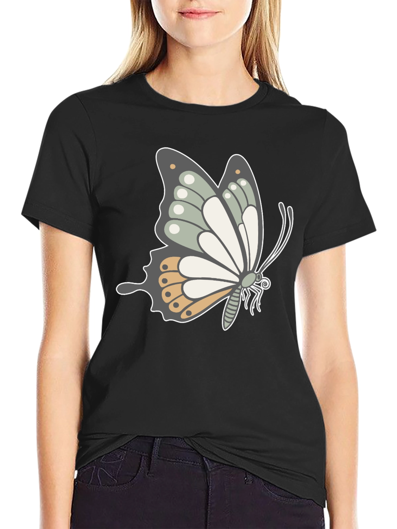 Butterfly Graphic Tee - Stylish Mens Black T-Shirt