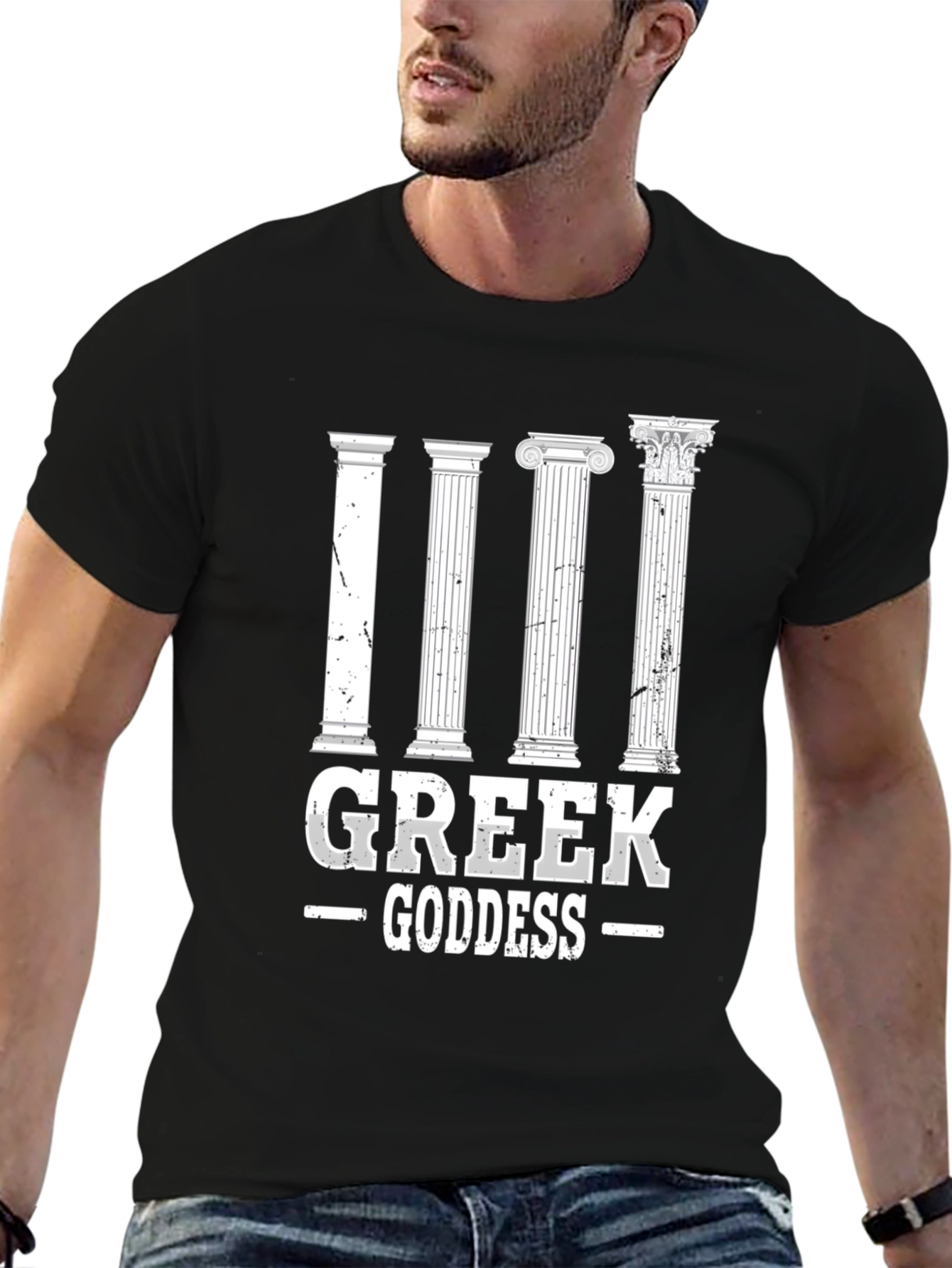 Greek Goddess Graphic Tee - Ancient Column Design