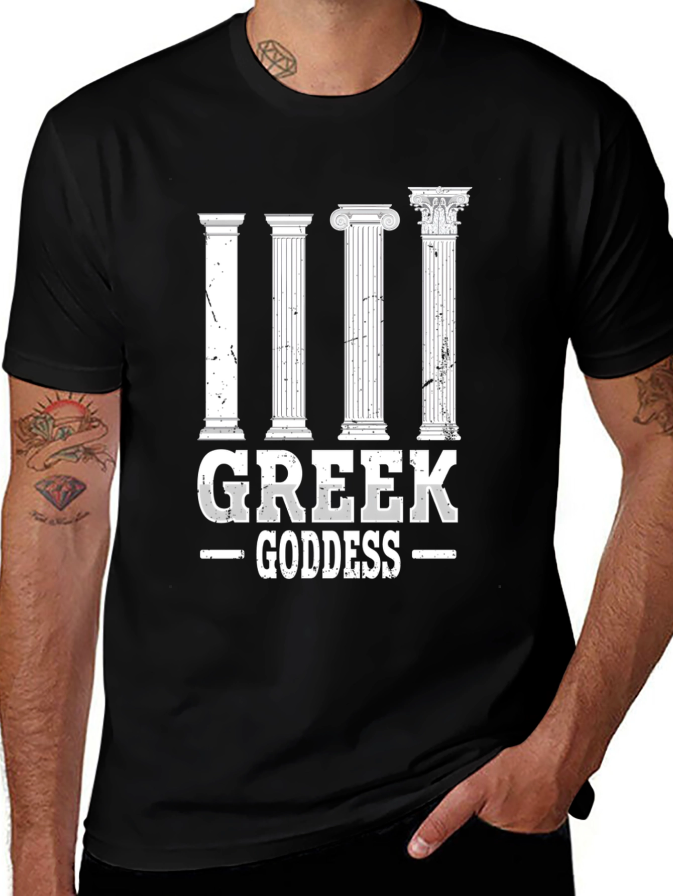 Greek Goddess Graphic Tee - Ancient Column Design