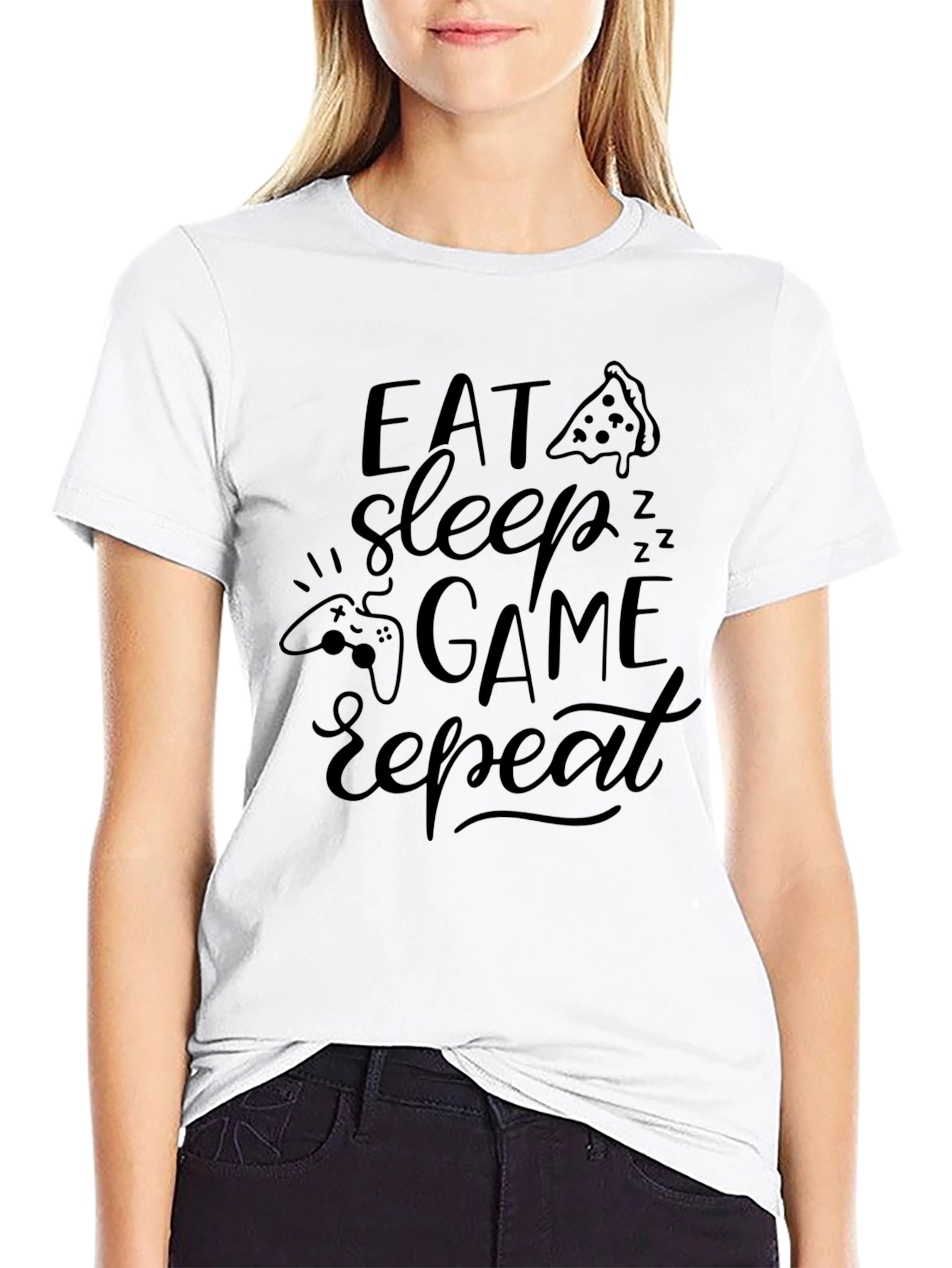 Eat Sleep Game Repeat Black T-Shirt