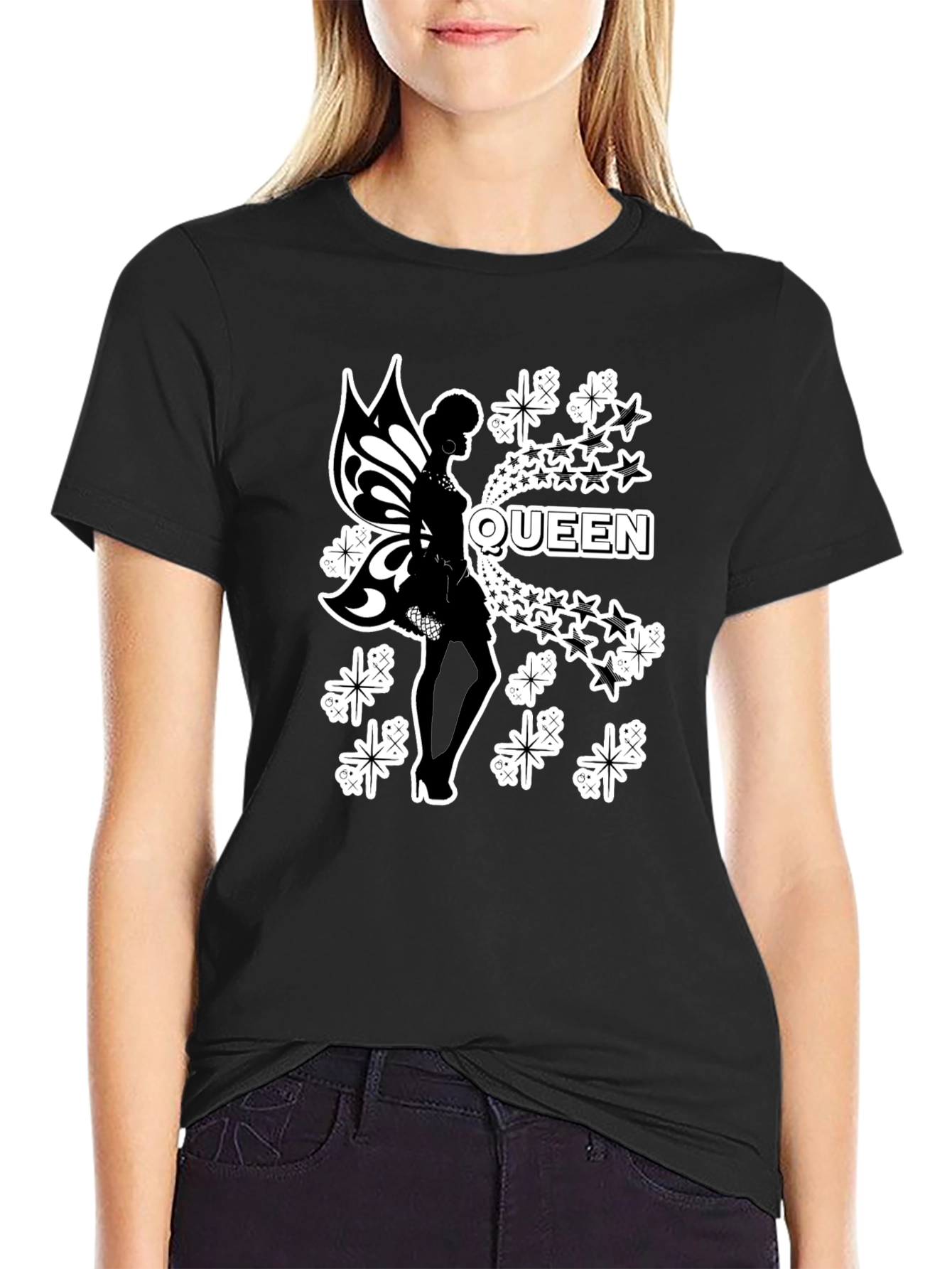 Queen Fairy Graphic Black T-Shirt