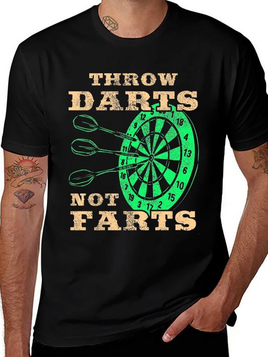 Throw Darts Not Farts Black Graphic Tee