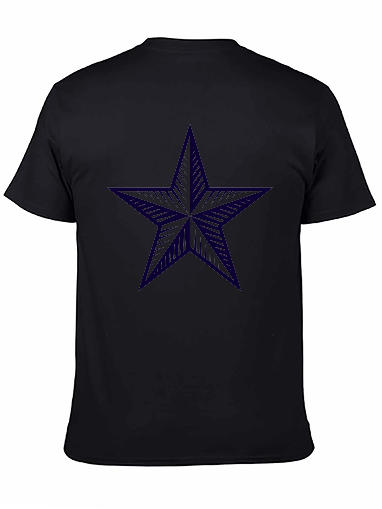 Black T-Shirt with Navy Star Print