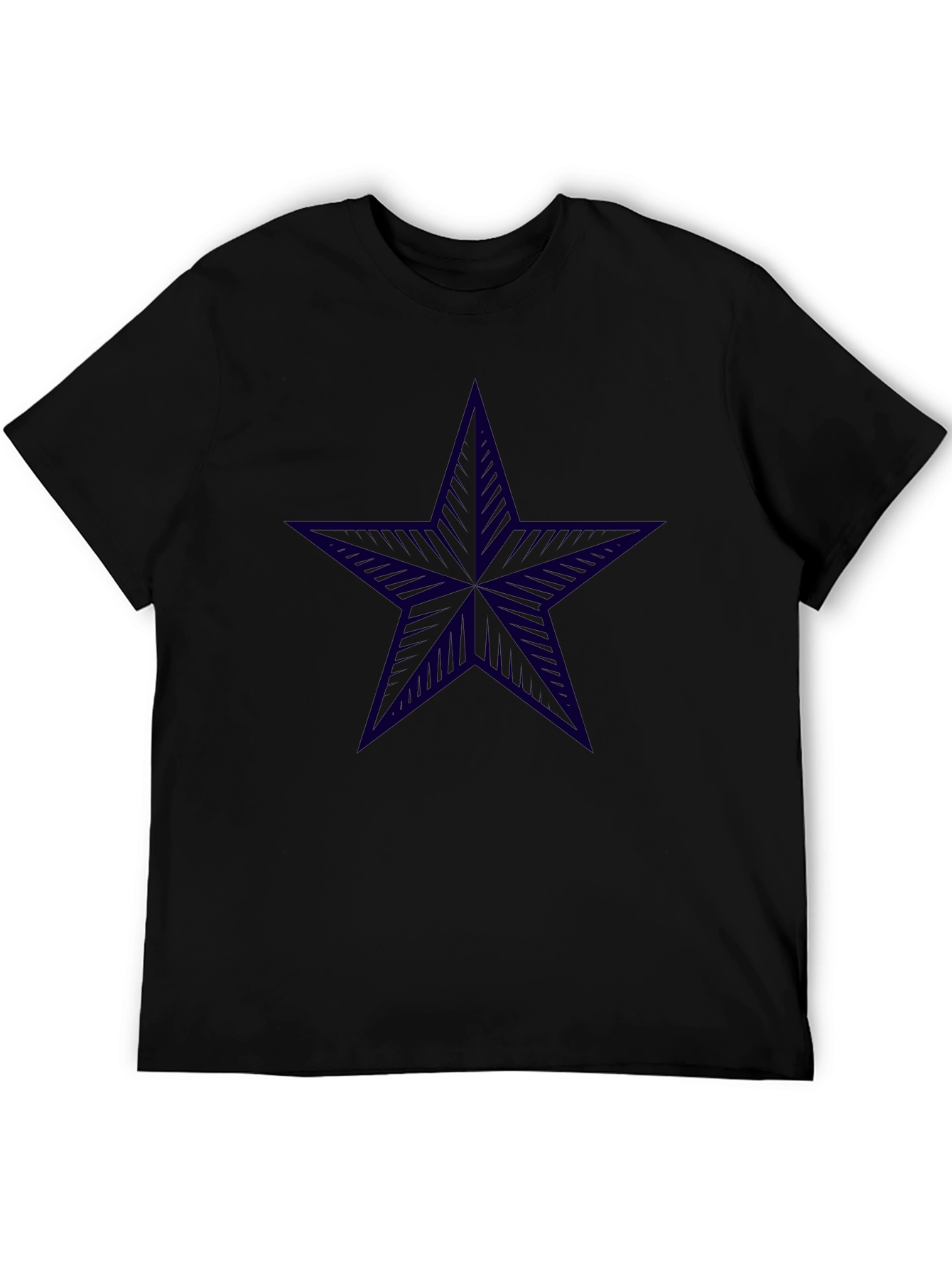 Black T-Shirt with Navy Star Print