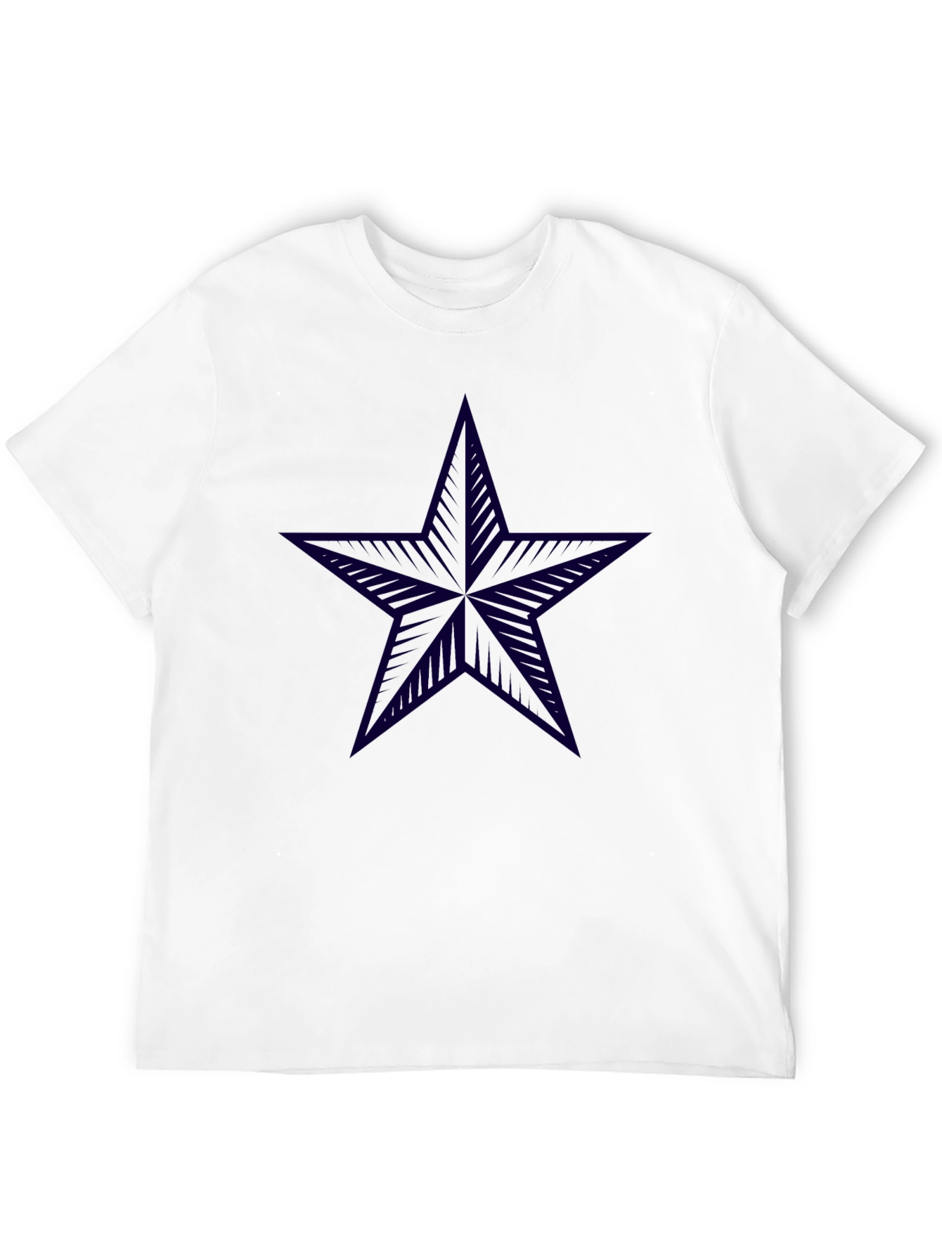 Black T-Shirt with Navy Star Print