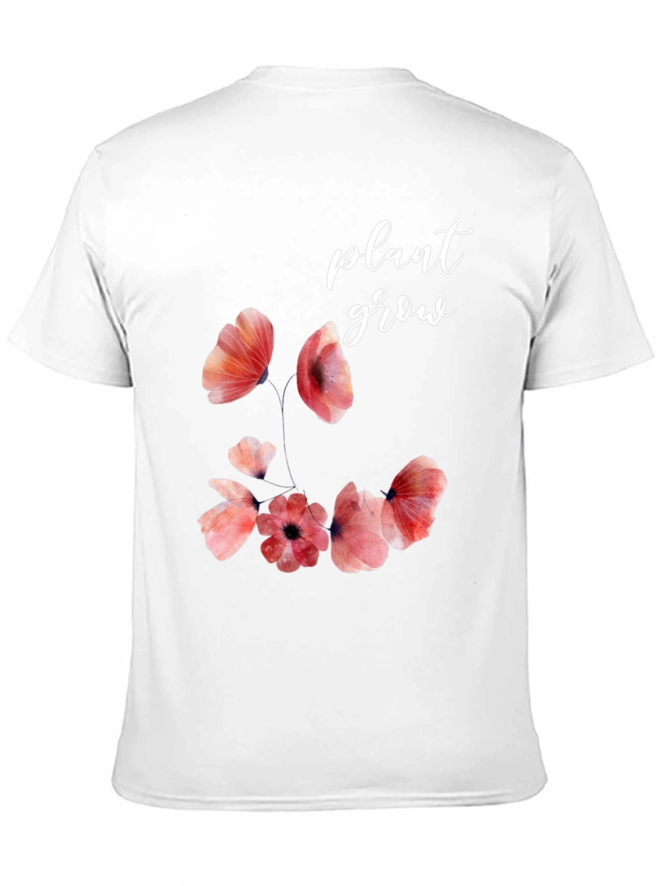 Floral Plant Grow Graphic Black T-Shirt