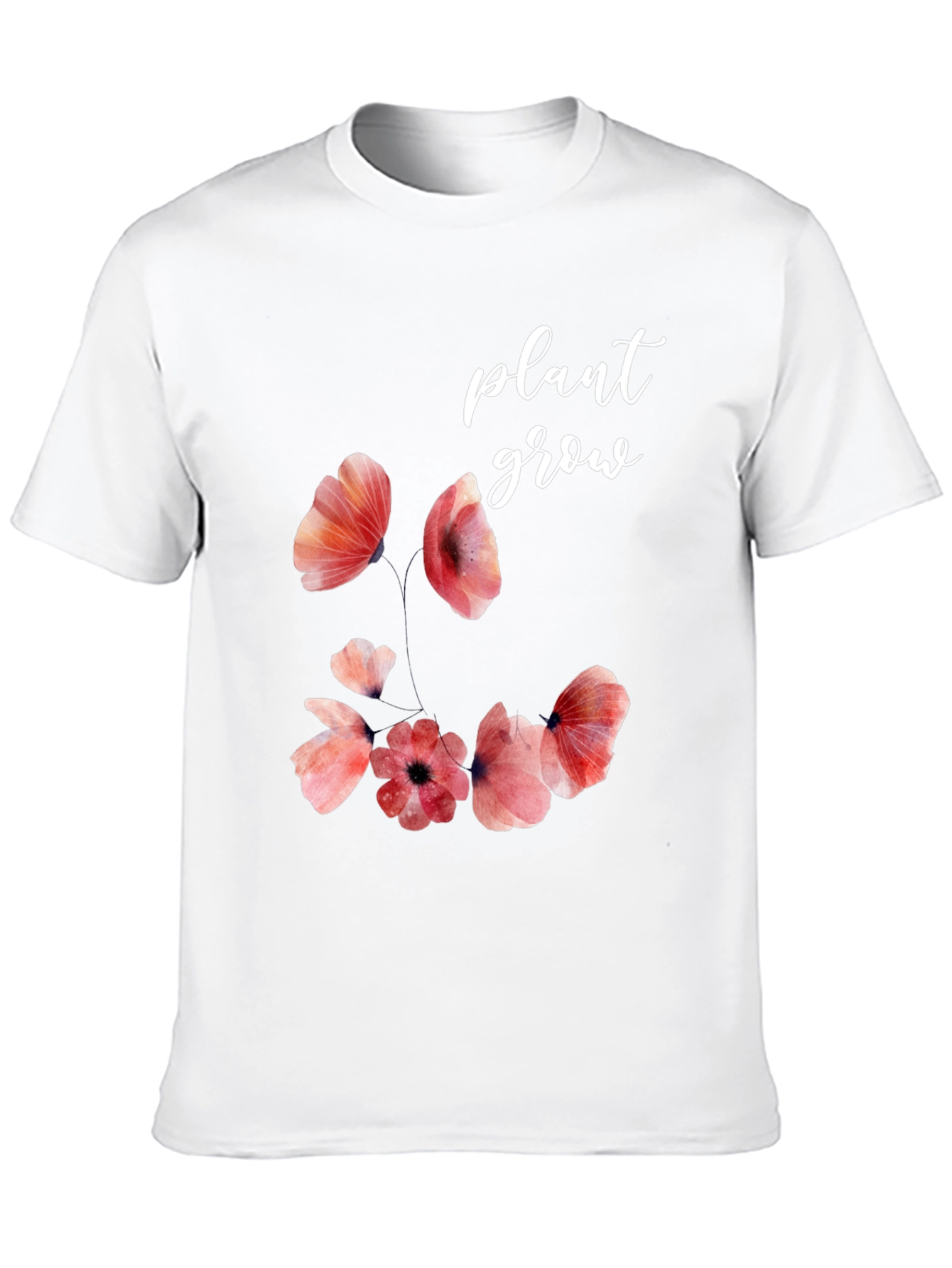 Floral Plant Grow Graphic Black T-Shirt