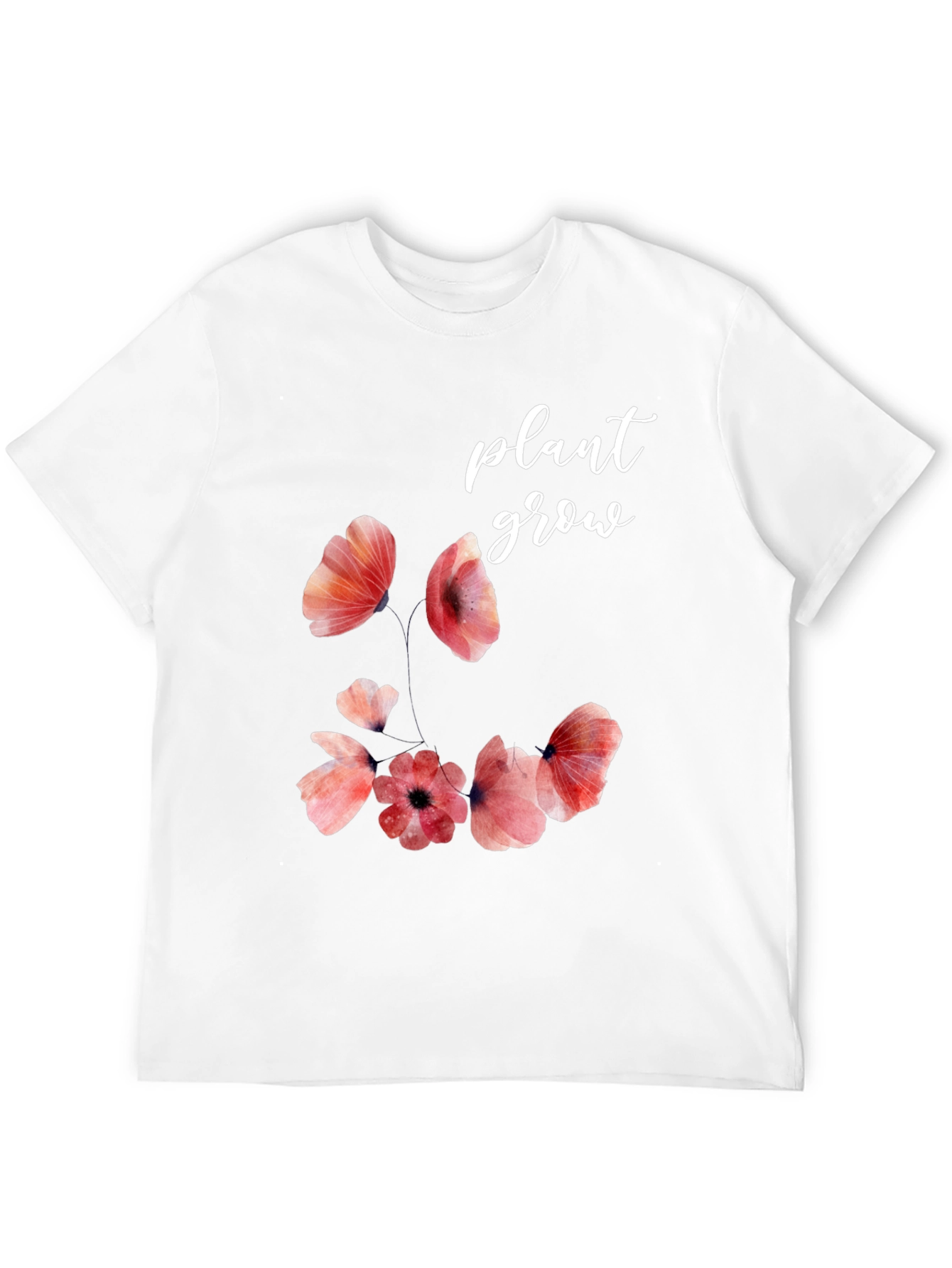 Floral Plant Grow Graphic Black T-Shirt