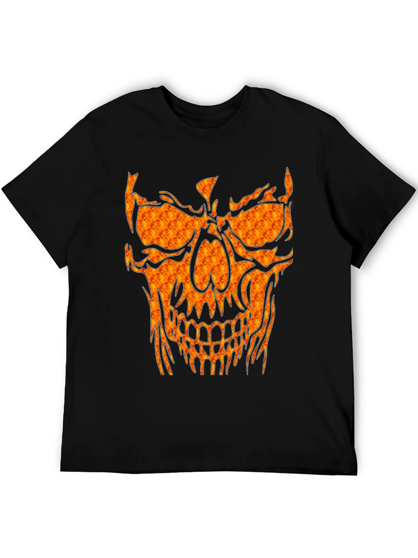 Fiery Skull Graphic Tee - Black