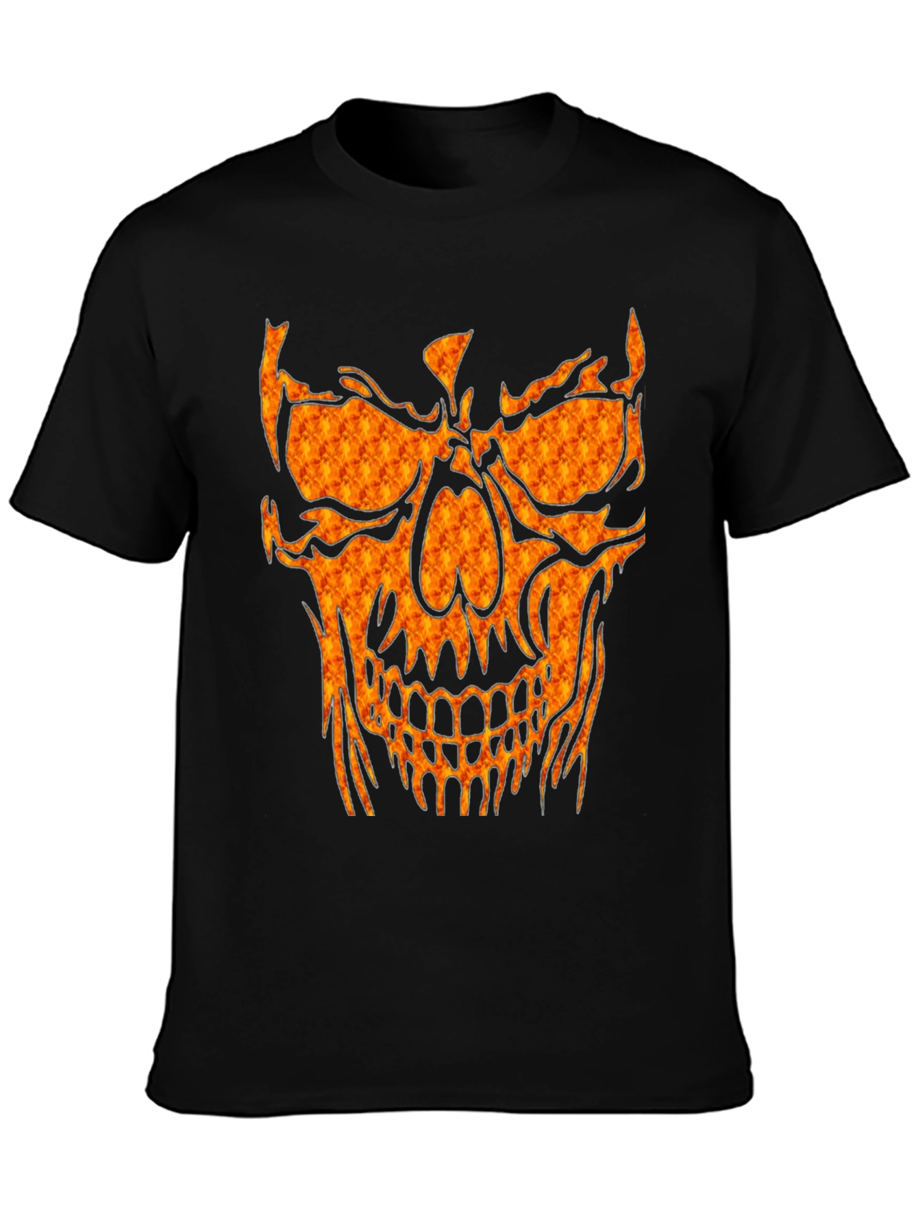 Fiery Skull Graphic Tee - Black