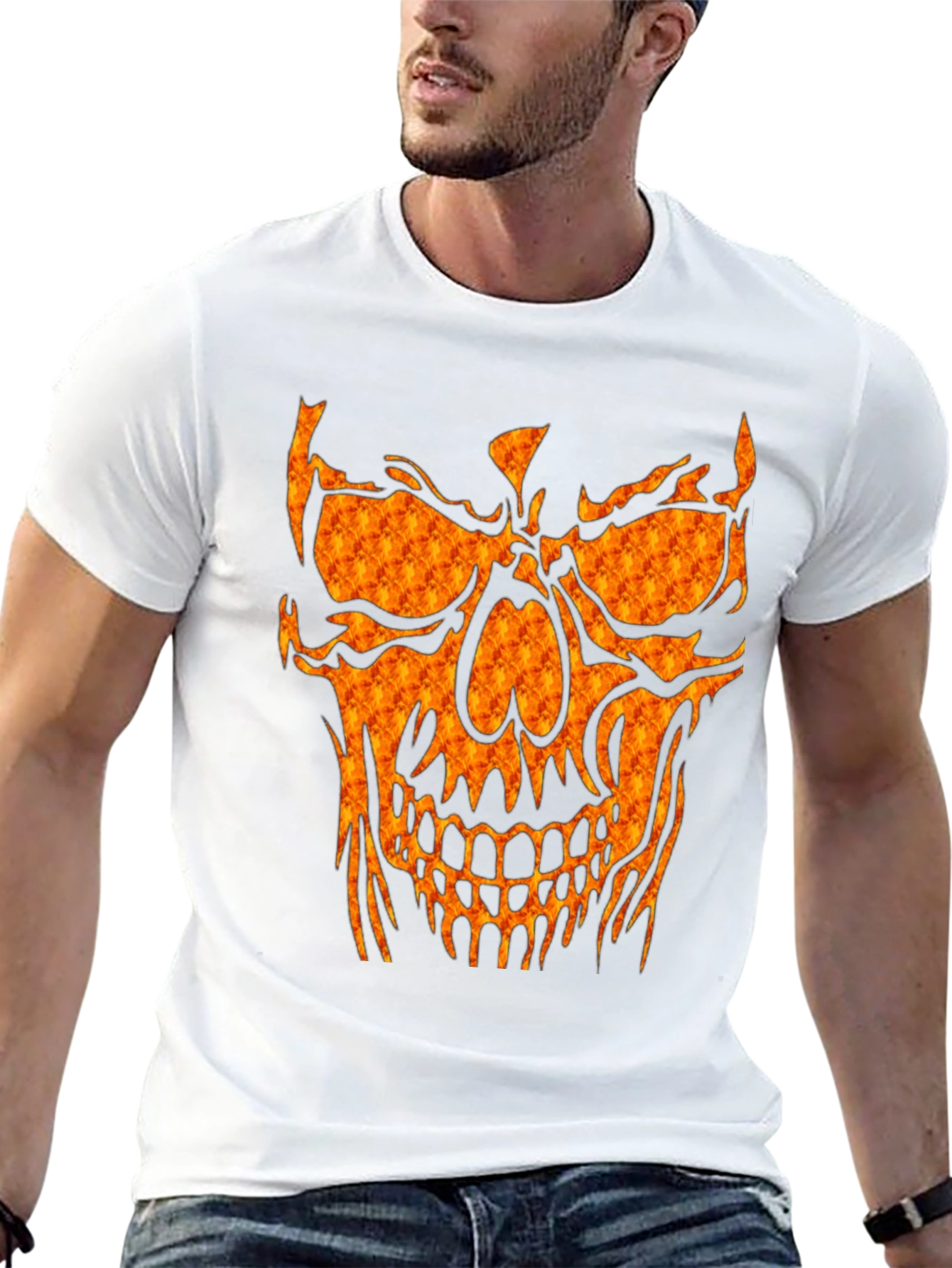 Fiery Skull Graphic Tee - Black
