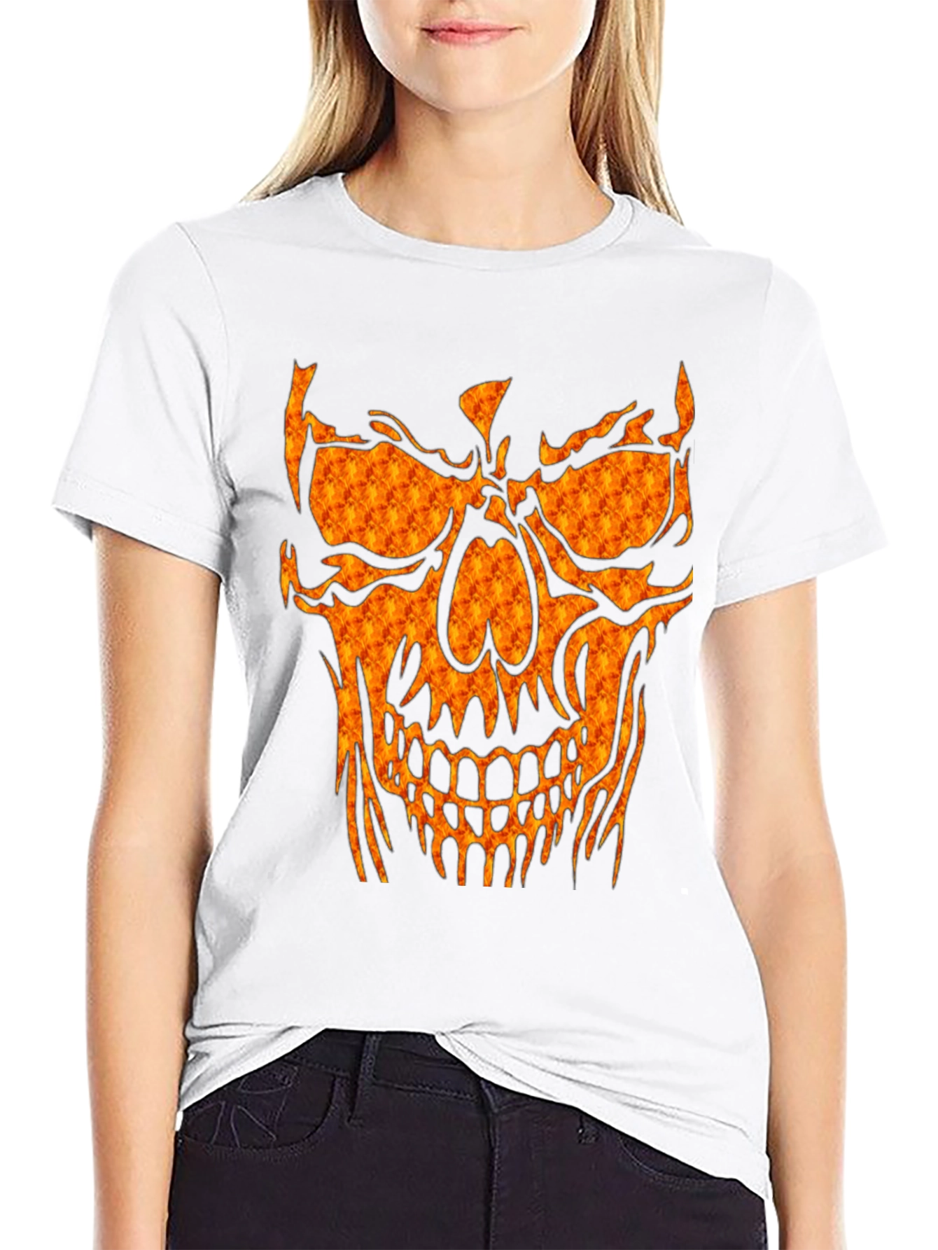 Fiery Skull Graphic Tee - Black
