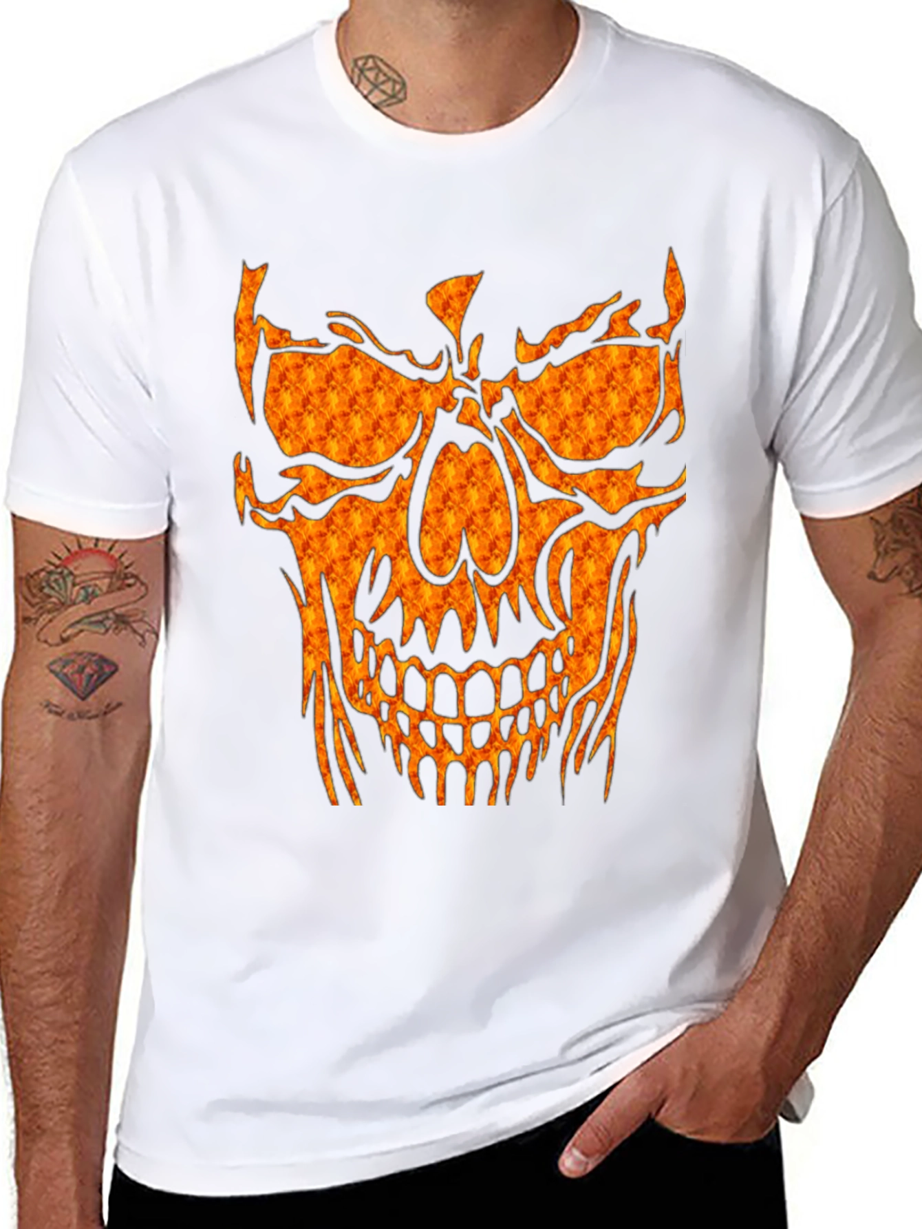 Fiery Skull Graphic Tee - Black
