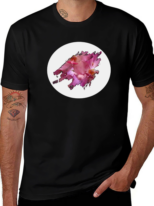 Black T-Shirt with Floral Graphic Design