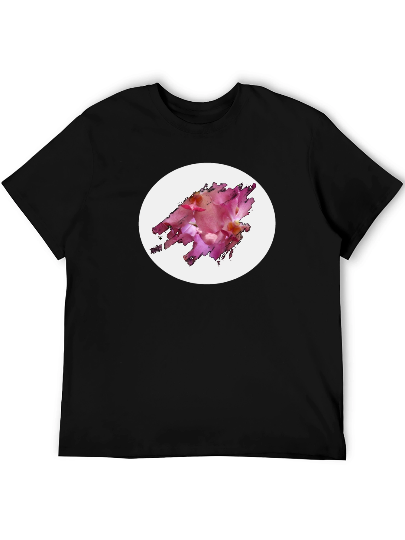 Black T-Shirt with Floral Graphic Design