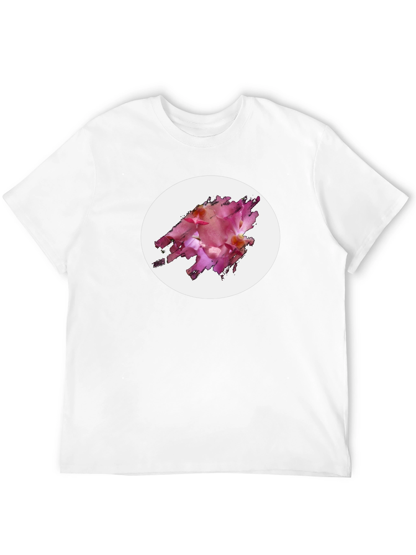 Black T-Shirt with Floral Graphic Design