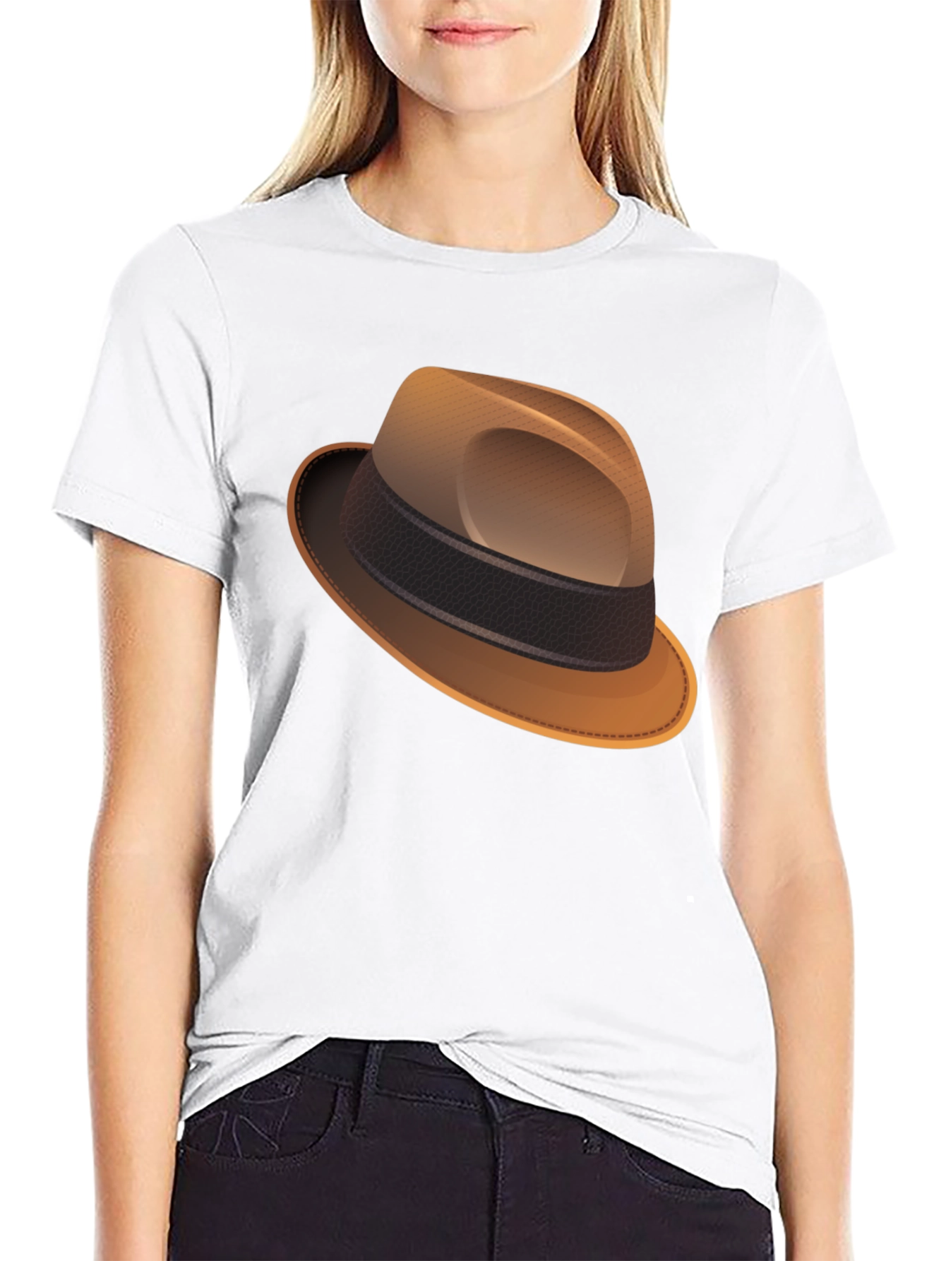 Stylish Fedora Graphic Tee - Classic Black T-Shirt