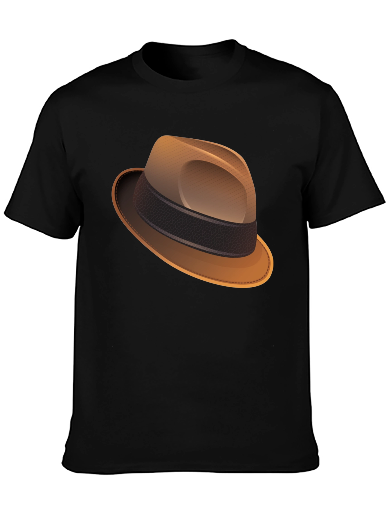 Stylish Fedora Graphic Tee - Classic Black T-Shirt