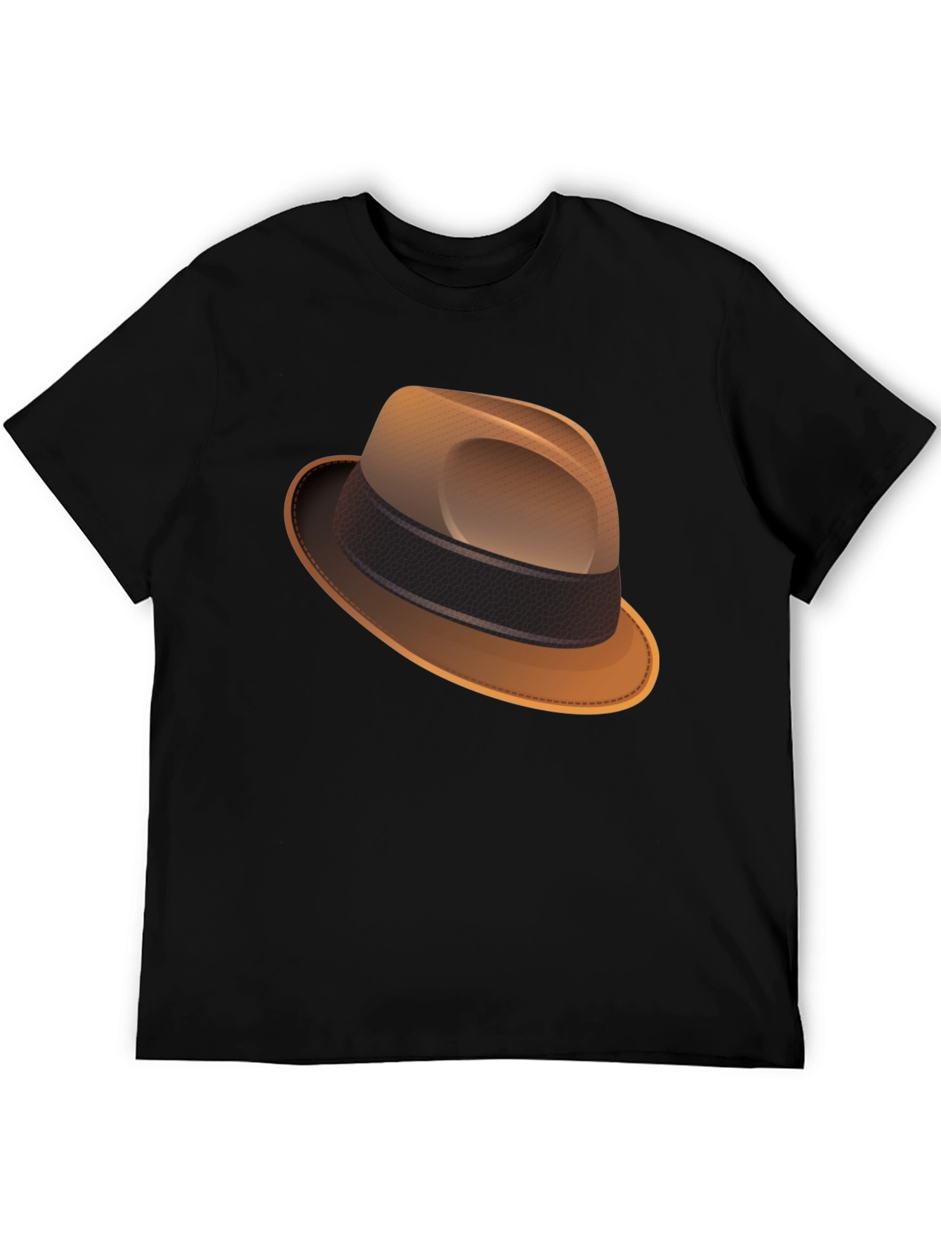 Stylish Fedora Graphic Tee - Classic Black T-Shirt