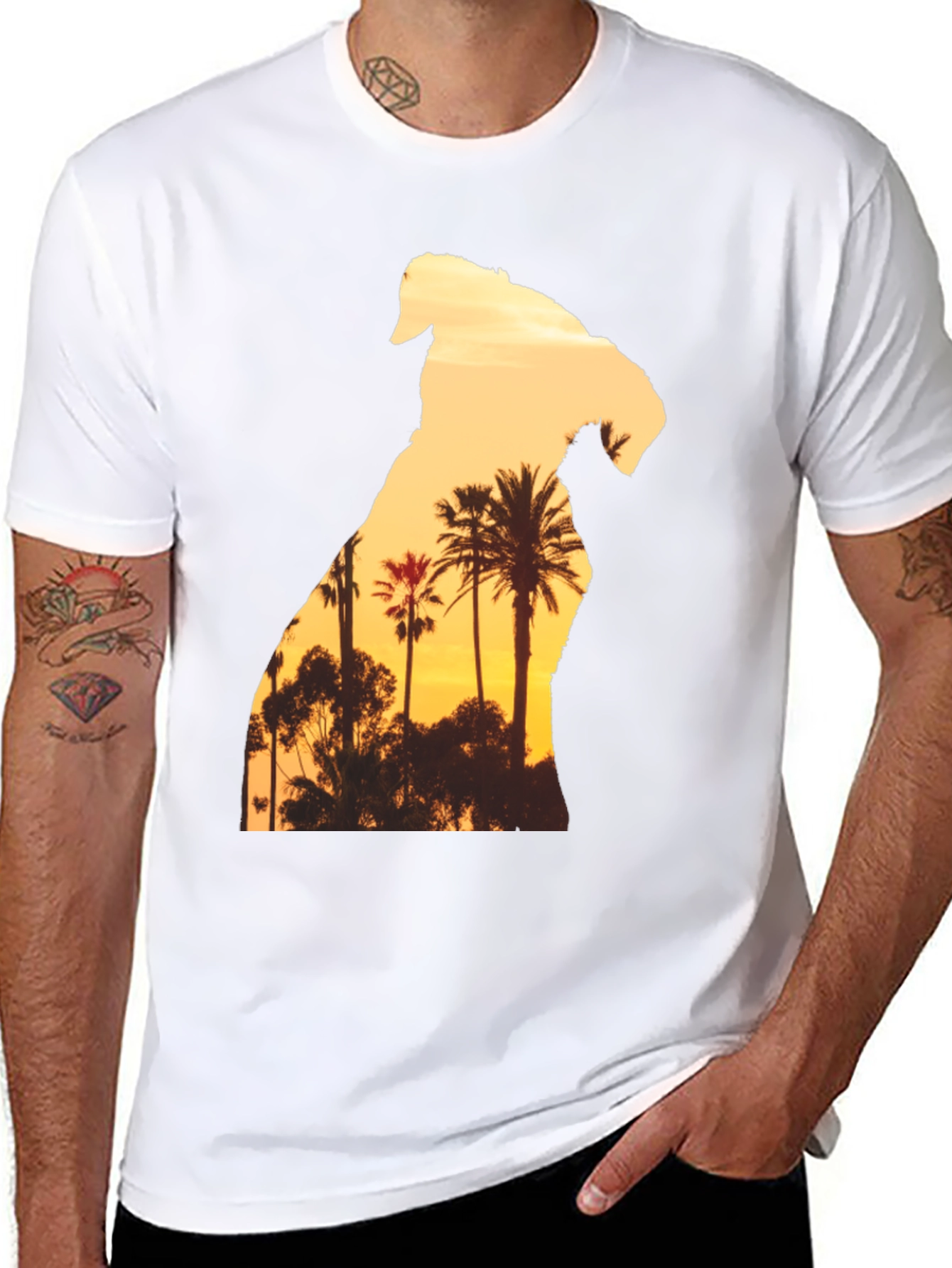 Sunset Dog Graphic T-Shirt - Black