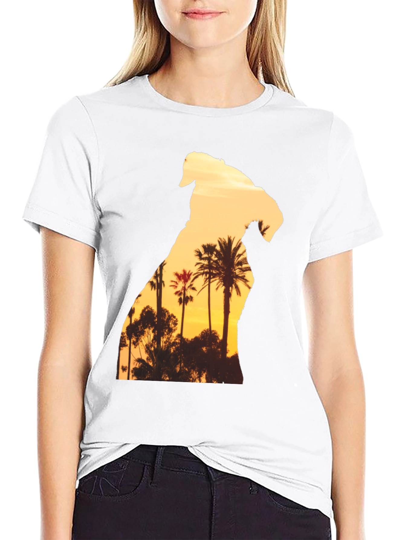 Sunset Dog Graphic T-Shirt - Black