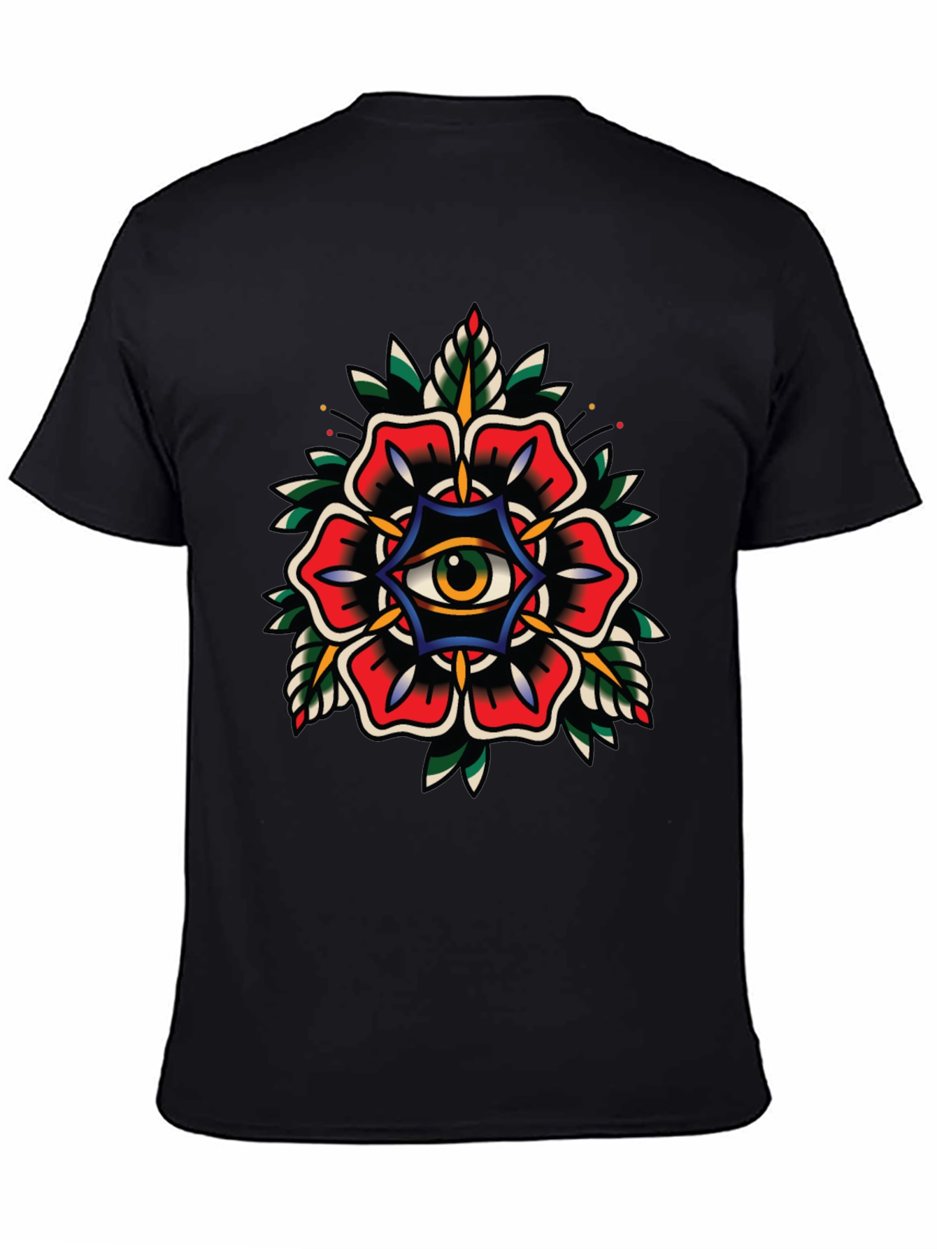 Eye Flower Graphic Tee - Classic Tattoo Style