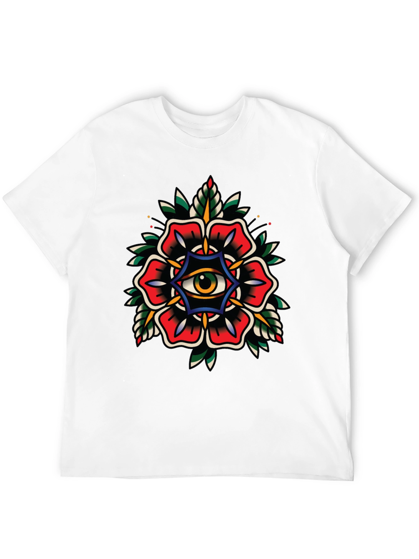 Eye Flower Graphic Tee - Classic Tattoo Style