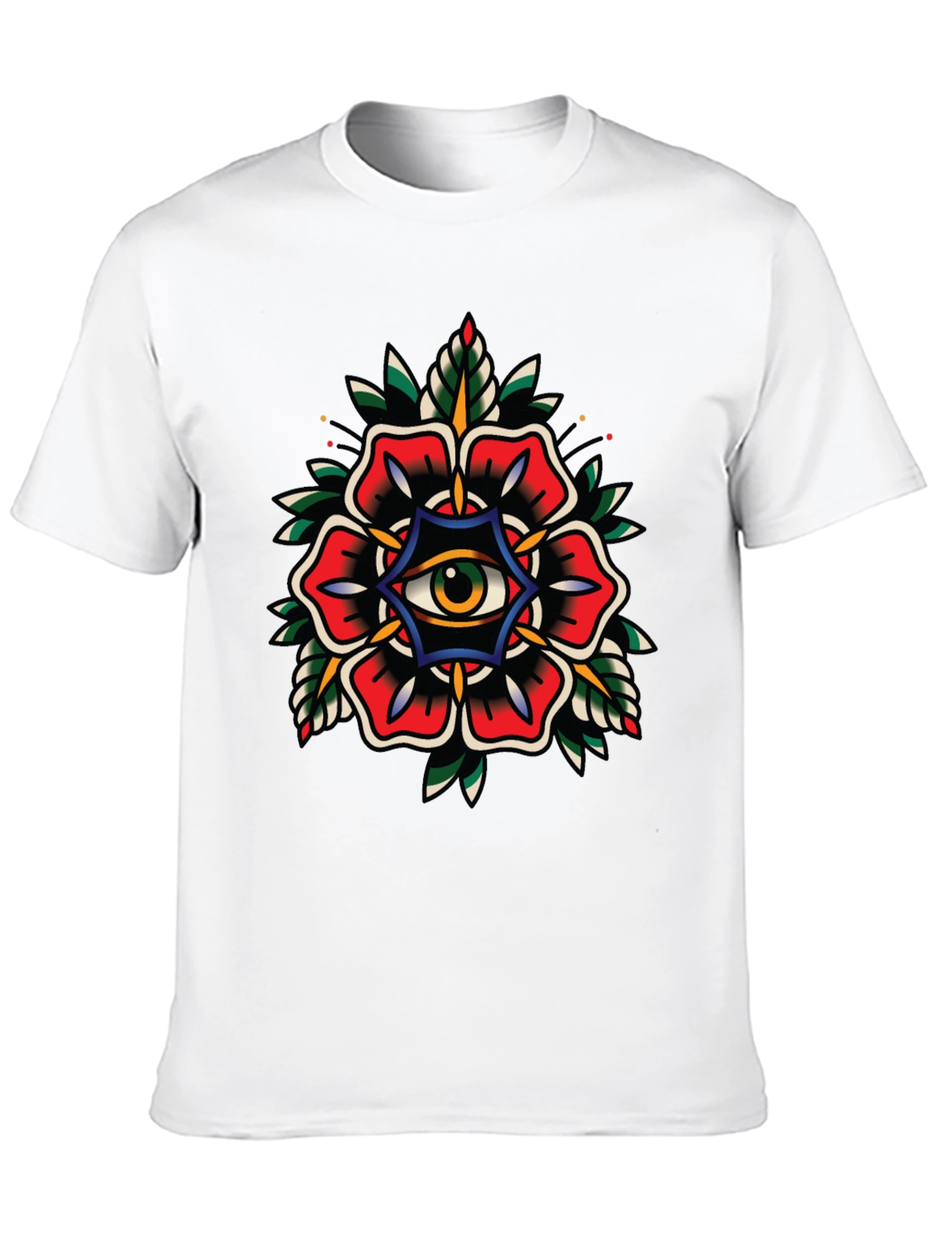 Eye Flower Graphic Tee - Classic Tattoo Style