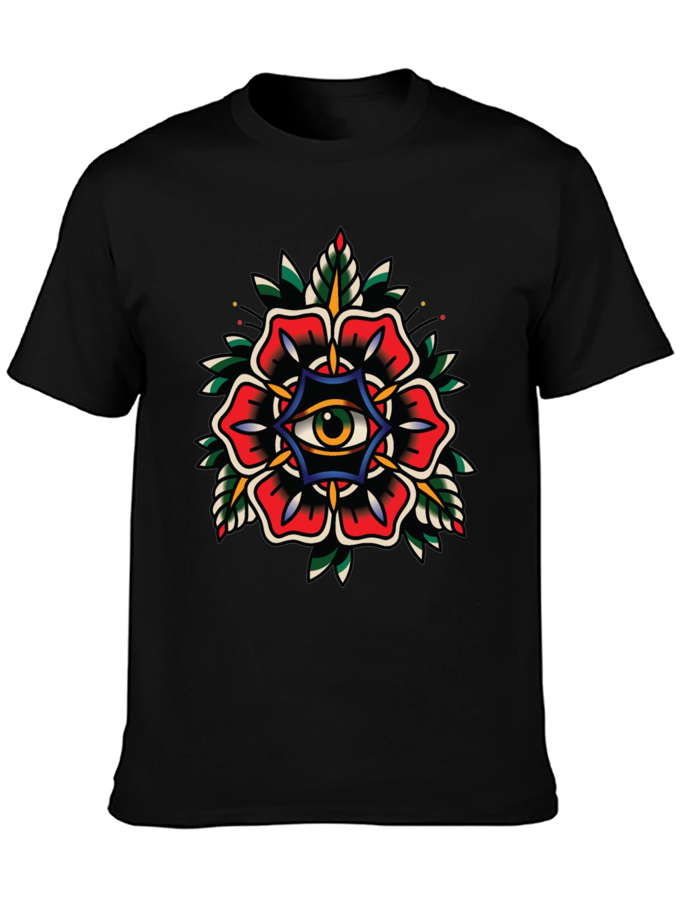 Eye Flower Graphic Tee - Classic Tattoo Style