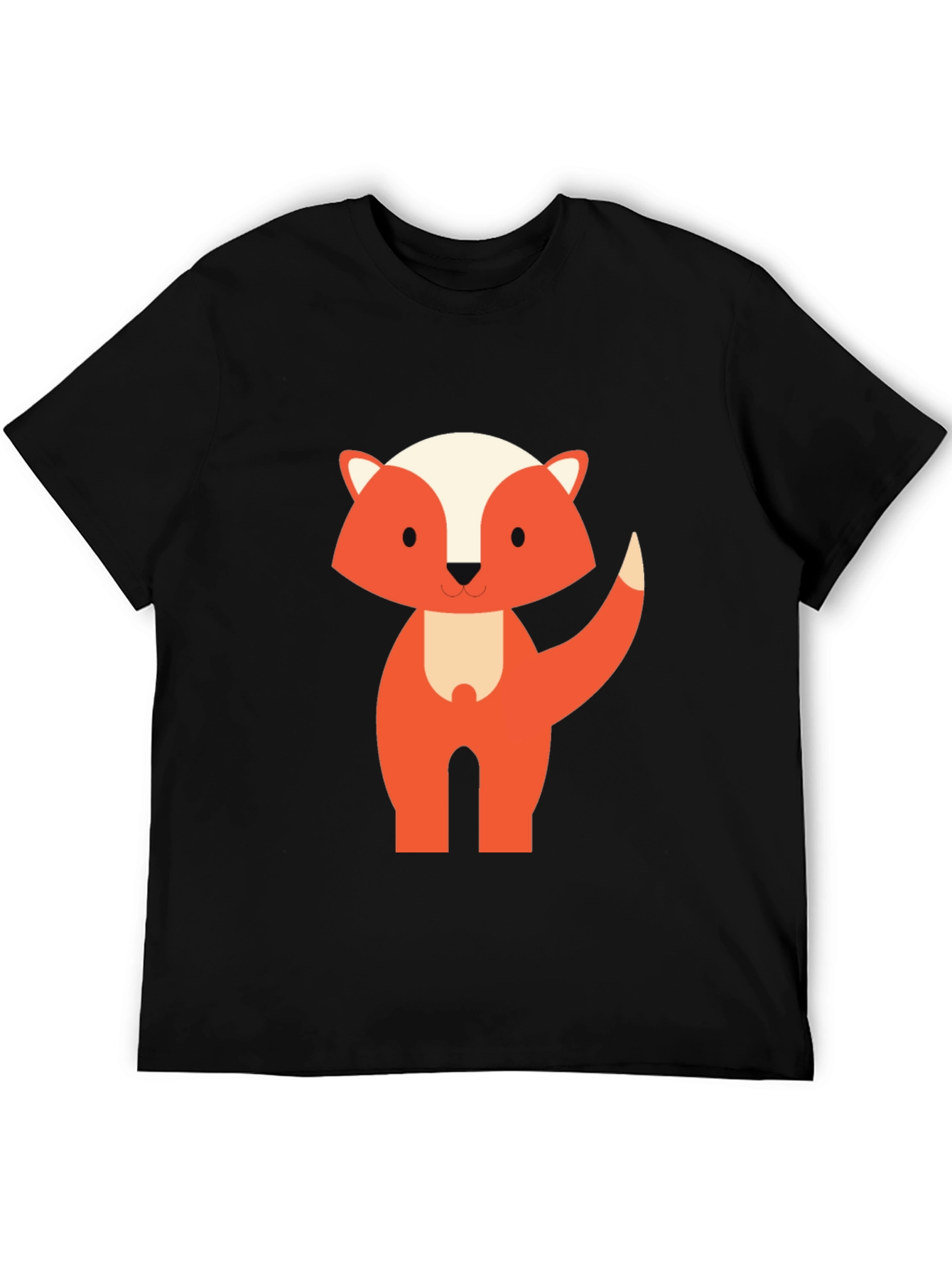 Cute Cartoon Fox Graphic Tee - Black Unisex T-Shirt