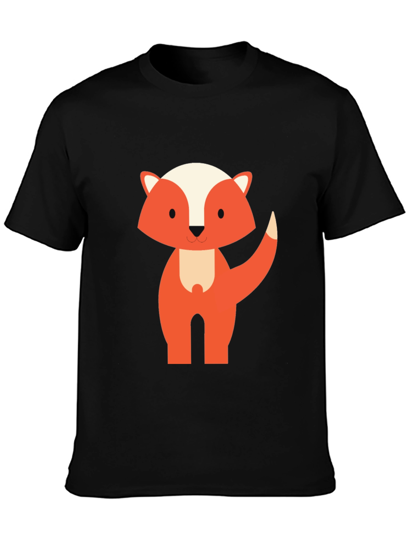 Cute Cartoon Fox Graphic Tee - Black Unisex T-Shirt