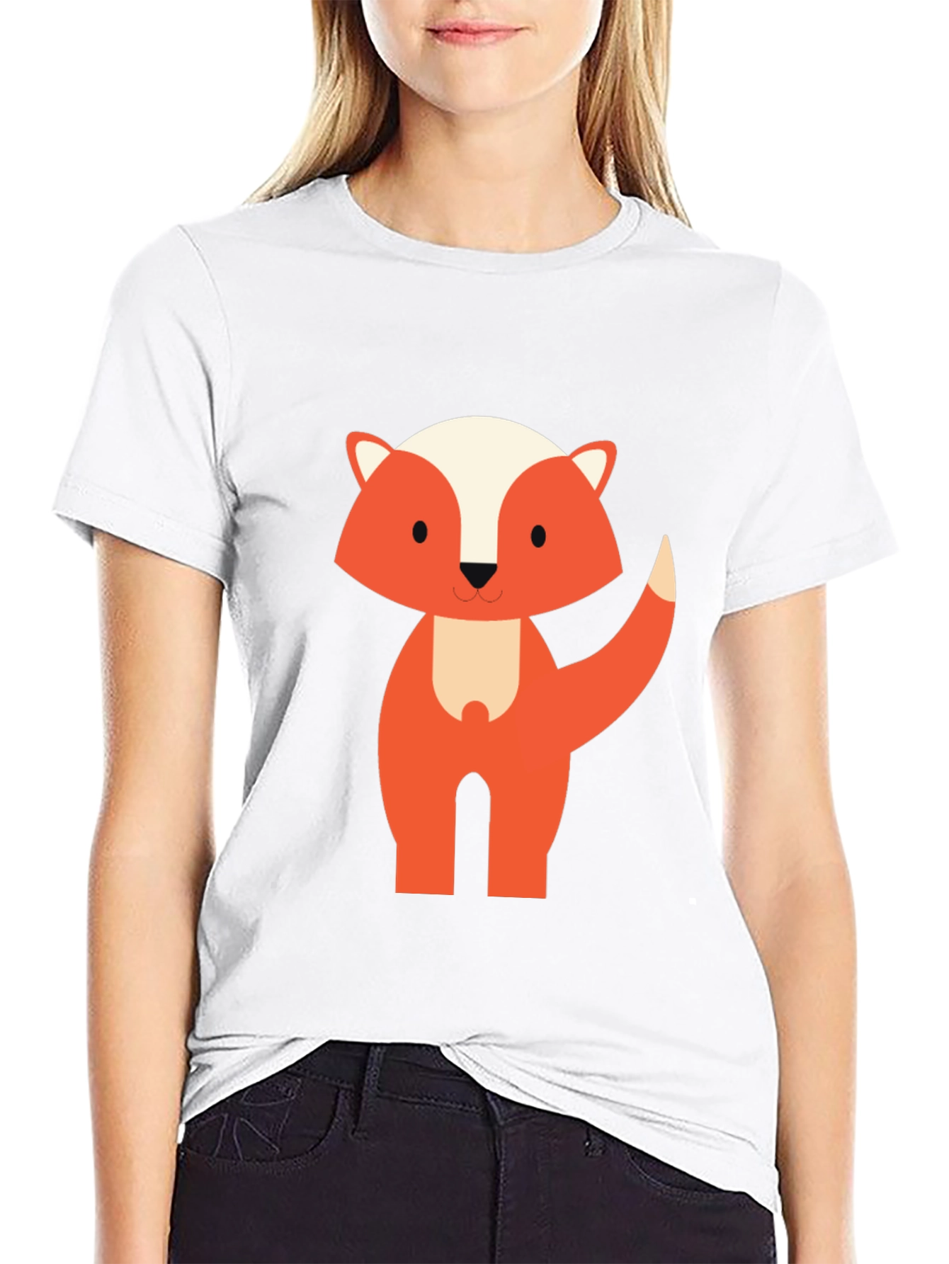 Cute Cartoon Fox Graphic Tee - Black Unisex T-Shirt