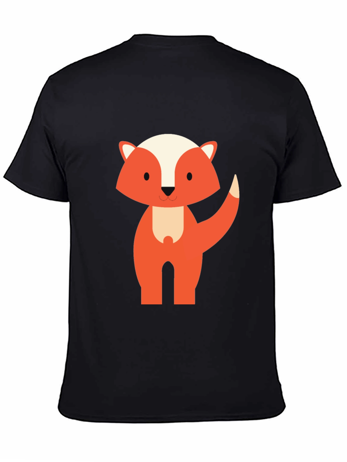 Cute Cartoon Fox Graphic Tee - Black Unisex T-Shirt