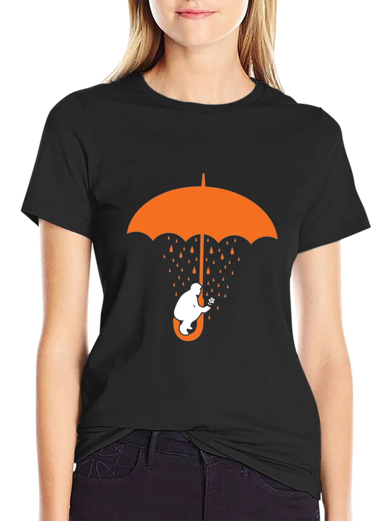 Umbrella Bear Graphic T-Shirt - Black Cotton Tee