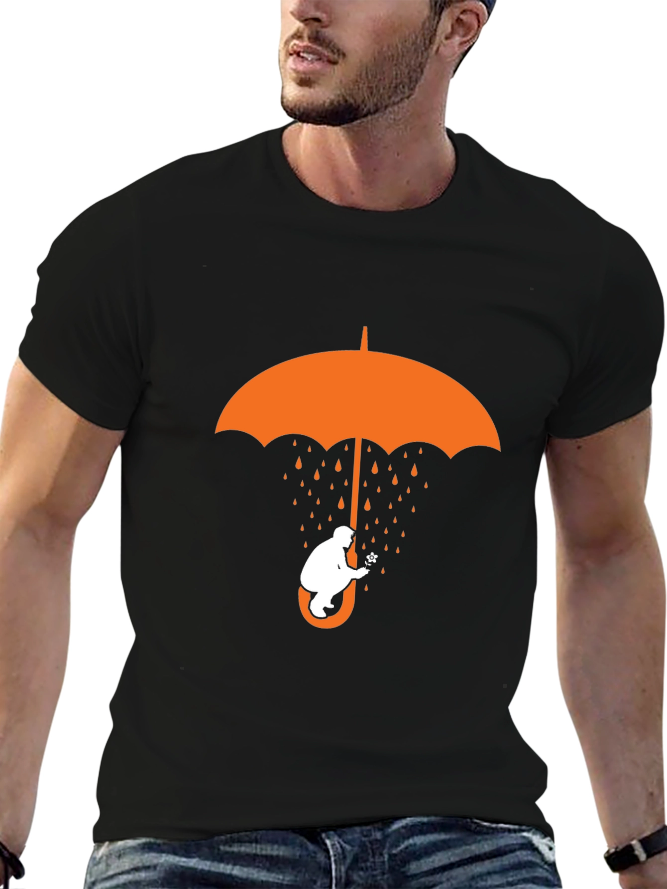 Umbrella Bear Graphic T-Shirt - Black Cotton Tee