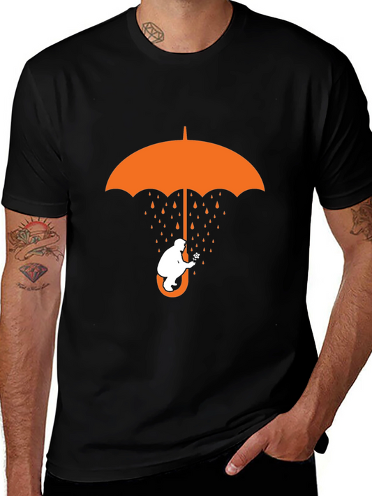 Umbrella Bear Graphic T-Shirt - Black Cotton Tee