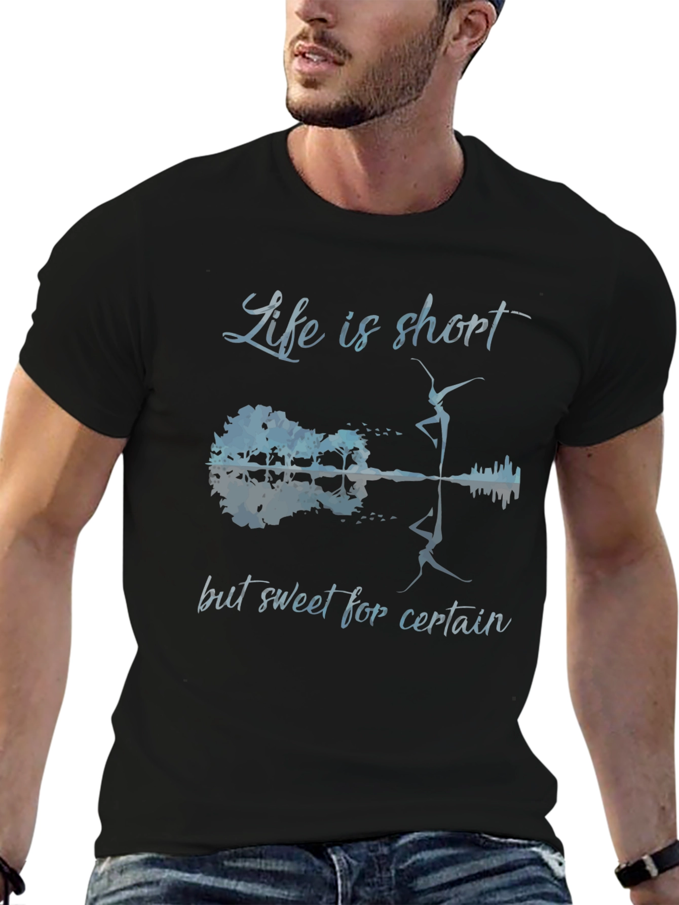 Life is Short Guitar & Dancer Graphic Tee